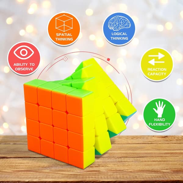 Speed Cube 4x4 Stickerless Glat Magisk Cube 4x4x4 Speed Puzzle Cube 3D Puzzle Cube Hjernevrider Pædagogisk Legetøj til Børn Voksne