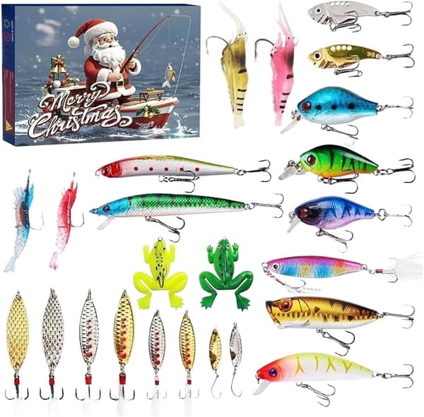 Fiskesluk Adventkalender 2024 - 24 Deler Utstyrsett for Menn & Gutter B