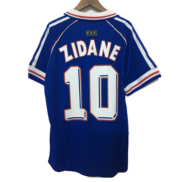 Retro tröja 1998 Frankrike VM hemma kortärmad fotbollsdräkt nr 10 Zidane 1 fotbollsdräkt S