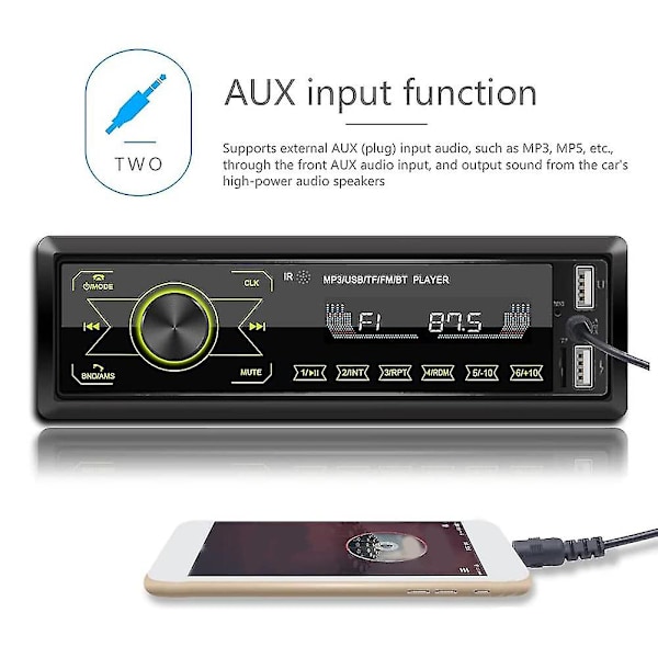 Bilstereo Bluetooth pekskärm Bilradio Bluetooth 4x60W 7 färger 2USB/SD/AUX Hands Free Bluetooth 87.5-108M