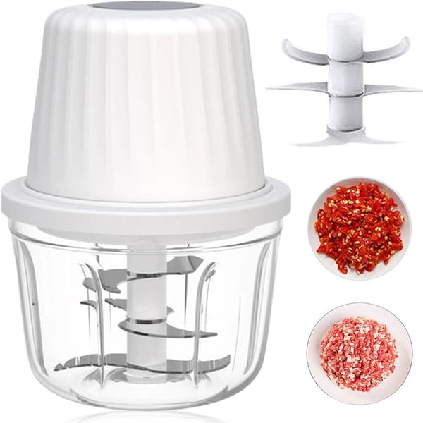 USB Genopladelig Elektrisk Mini Madhakker 400ml - 6-Bladet Bærbar Processor - Trådløs Mini Blender til Hvidløg Løg Urter Babymad