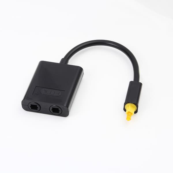 Optisk Splitter 1 Ind 2 Ud Digital Toslink Splitter 1 ind 2 ud Audio Adapter Kabel til TV, DVD, Soundbar - Sort