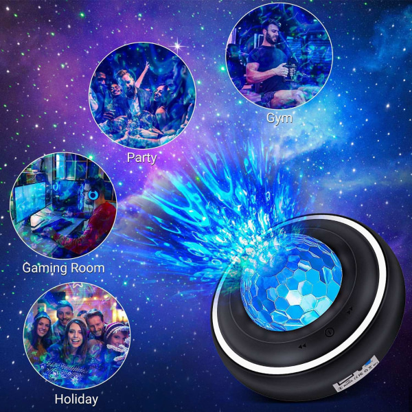 Stjerneprojektor LED Batteri - Galaxy Stjerneprojektor - 2,5 timer Sort