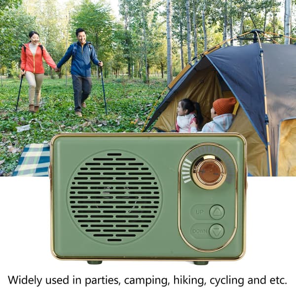 Retro Bluetooth-högtalare med förbättrad bas, trådlös bärbar högtalare grön Bluetooth 5.0 för hem- och utomhusbruk