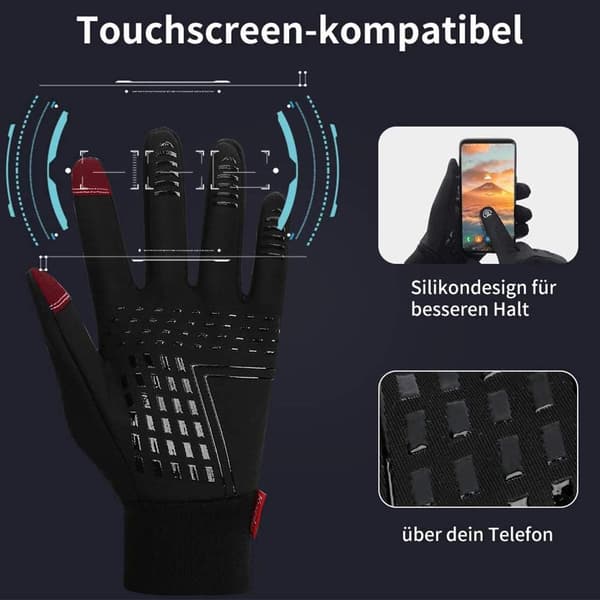 Vandtætte Touchscreen Handsker Til Mænd Og Kvinder - Vinter Sportshandsker - Sort XL Størrelse