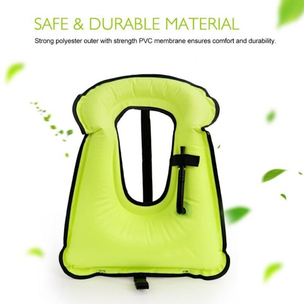 Oppblåsbar snorkelvest for voksne, lett og slitesterk flytejakke for dykking Green