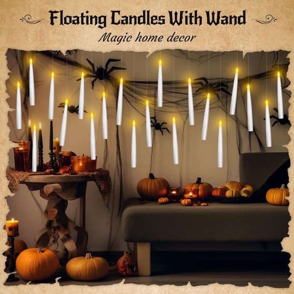 20-pakning flytende lys – LED-lys med tryllestav, perfekt for Halloween-dekorasjon og feststemning