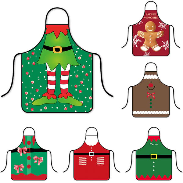 Julekøkkenforklæde med print - Tykt festligt forklæde til julemadlavning og bagning Style-28 60*80CM