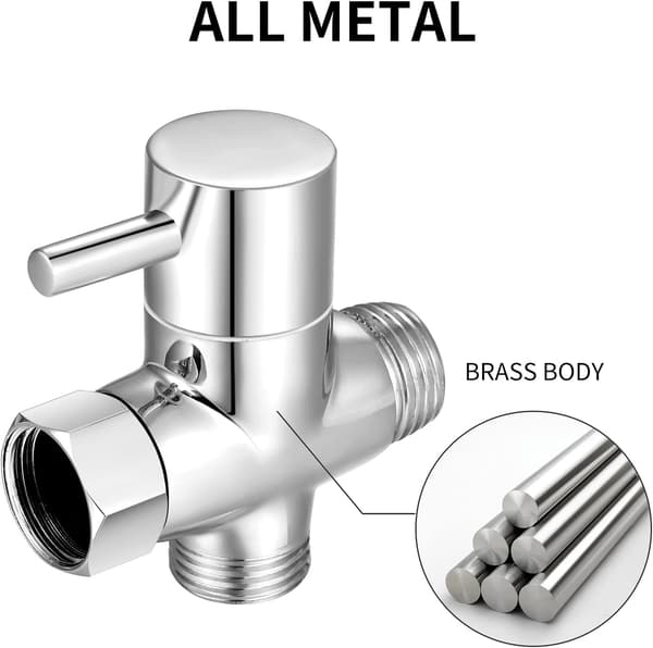 G1/2 Duschomkopplare i Solid Mässing för Handhållet Duschhuvud och Fast Dusch 3-Vägs Universell Badrumsduschsystem Del 20mm Diameter