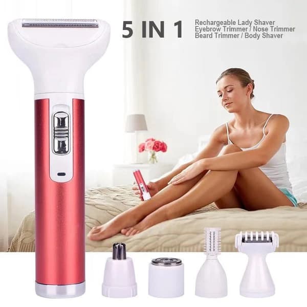 Ny 5 i 1 elektrisk hårfjerner til kvinder multifunktionel øjenbrynstrimmer mini hårfjerner næsehårstrimmer shaver Rose Red