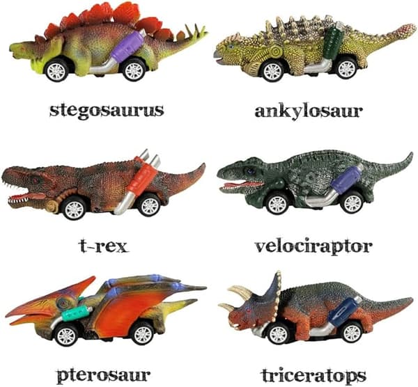 Dinosaur Legetøj Træk Tilbage Biler, 6 Pak Dino Legetøj til 3 År Gamle Drenge Piger og Småbørn, Drengelegetøj