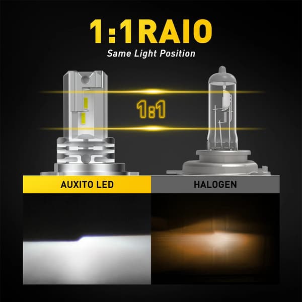 2 stk. H4 LED 6500K 30000LM Super Sterkt Tåkelys Hvite Frontlyspærer