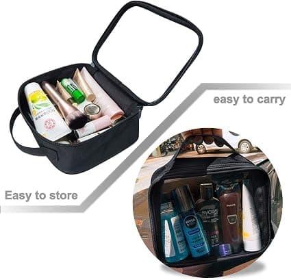 3-pack - Svart, Godkänd necessär med remhandtag, Transparent