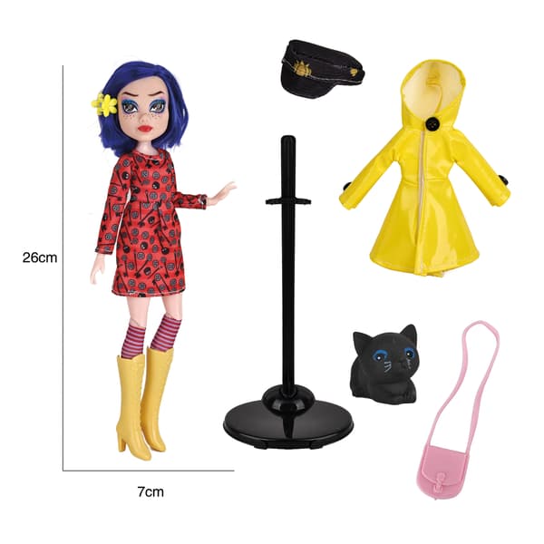 Coraline Docka Pyjamas och Regnrock 2-i-1 Set (cat + stand) bag