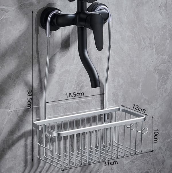 Duschkorg 30cm Gräddvit Rostfritt Stål, Rostfri Organizer för Badrummets Glasväggar Silver