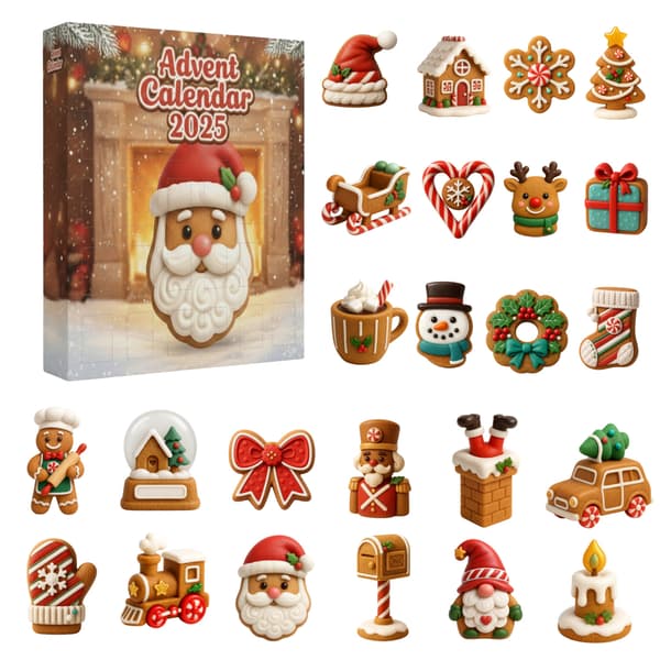 Pepperkakemann Adventskalender - Festlig Nedtelling til Jul for Juledekorasjon C 26 * 18 * 3cm