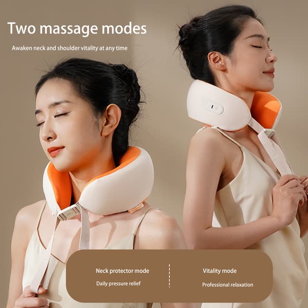 U-format massagekudde, bärbar elektrisk nackskydd, nackvärmare, konstant temperatur, värmekompress och 10-minuters timer