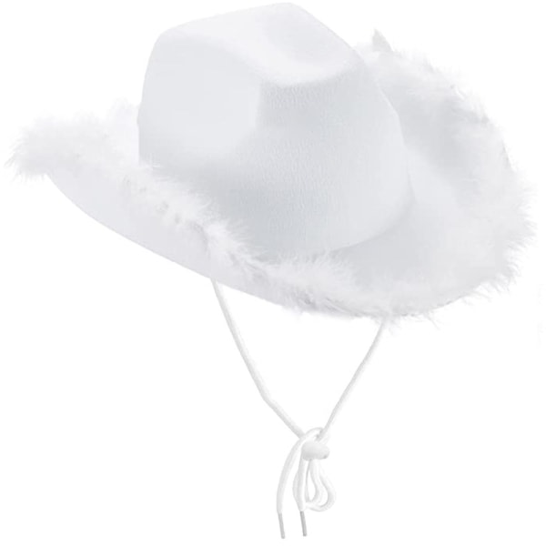 Feather Cowboy Hat Cowgirl Hat Hvid