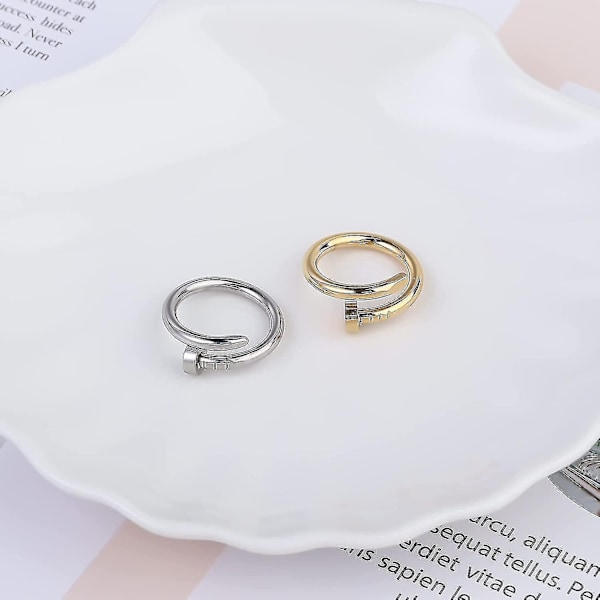 Nagelring 18k Gult Guld / Vitt Guld Clou Ring Kärleksring För Kvinnor Födelsedag Julklappar