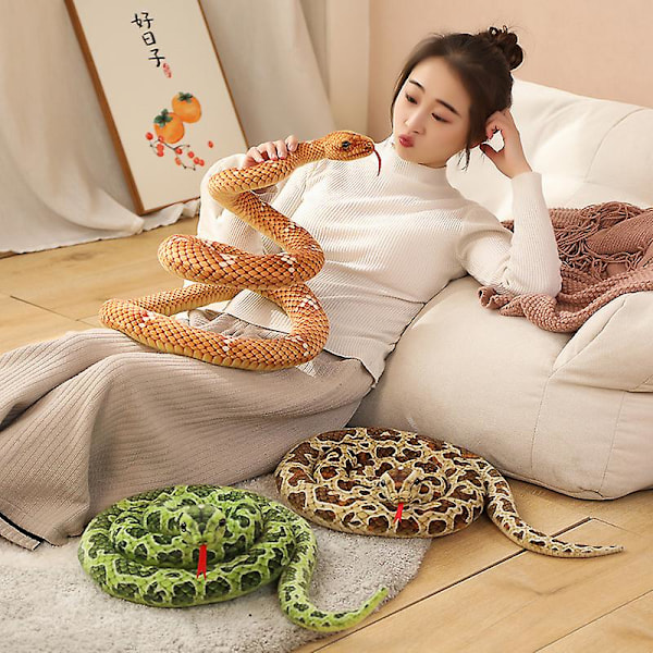 Halloween Simuleret Slange Plys Boa Constrictor Legetøj Trick Rekvisitter Dukke Zodiac Slange-Grøn Vandslange-2m