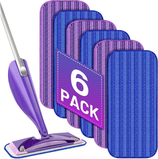 Återanvändbara moppdynor kompatibla med Swiffer Wet Jet Mopp, 6-pack våta dynor påfyllning tvättbara mikrofiber moppdynor våta torra moppdukar