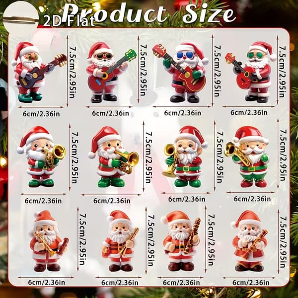 Klassisk juletræsornament med julemanden 12-piece set