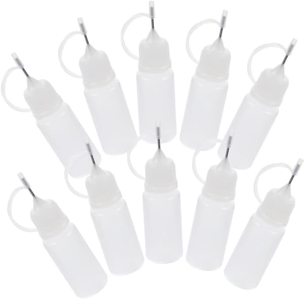 10 pcs - Dispensing Bottle - 10 ml - Quilling Glue Bottles with Needle Tip - Glue Applicator Bottles - with Cap - Applicator Bottles - Paint Bottle
