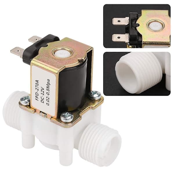 DC12V Normalt Stängd Vattenmagnetventil G1/2 Tum Plast Elektrisk Magnetventil Distributör