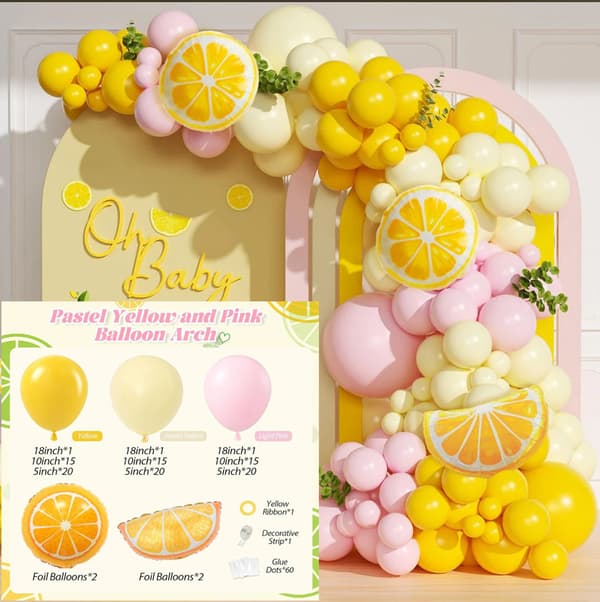 Frukt-tema ballongfestdekorasjonssett for bursdag, sitron jordbær vannmelon ananas design Pineapple