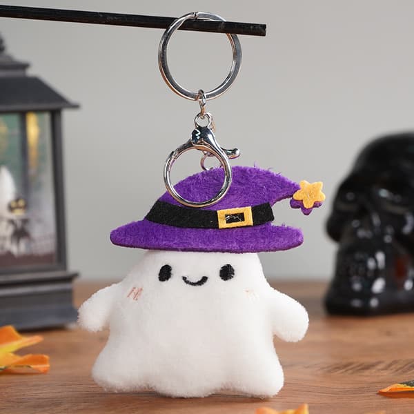 Halloween Græskar Spøgelse Plys Nøglering, Blødt Squishy Tøjdyr til Taskepynt Ghost 7cm