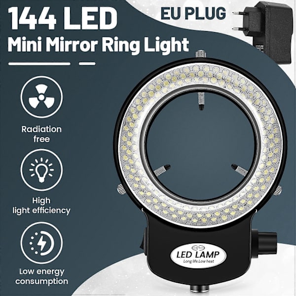 144 LED miniscope ringlys ringlys 0 - 100% justerbar lampe til miniscope ringlys