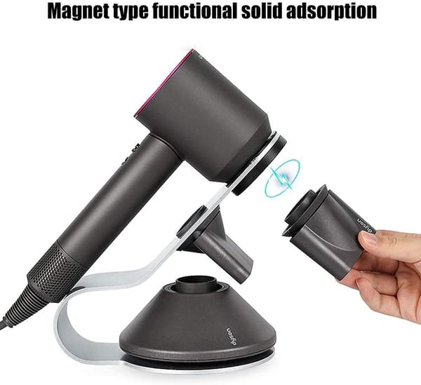 Kompatibel Dyson Supersonic hårtørrer magnetisk holder med diffuser og 2 opbevaringsdyser Høj kvalitet aluminiumslegering hårtørrerholder