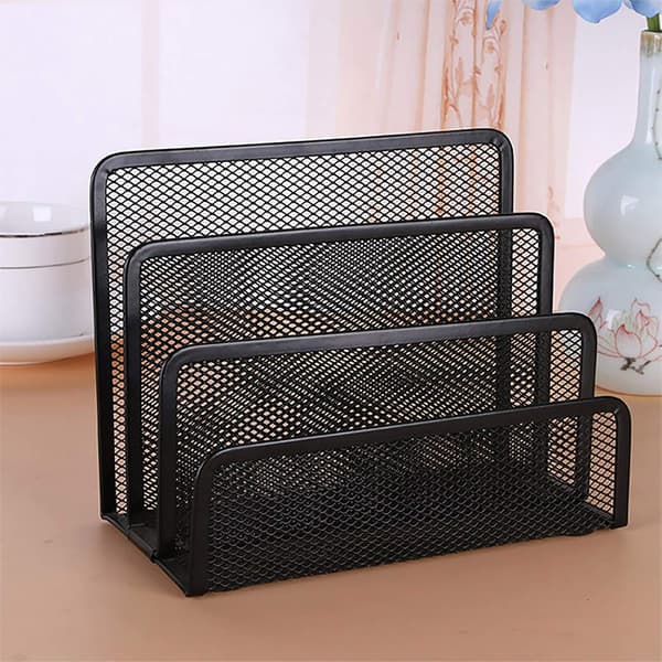 Mesh Design Letter Sorter, Clutter-Free Document Organizer for Desk, Environmentally Friendly Spray Technology with Trapezoidal Design