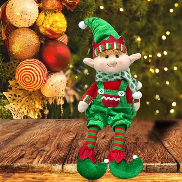 Julelangbenet Nisse Siddende Figur Dukke Pynt Ornament Female elf [D] See details