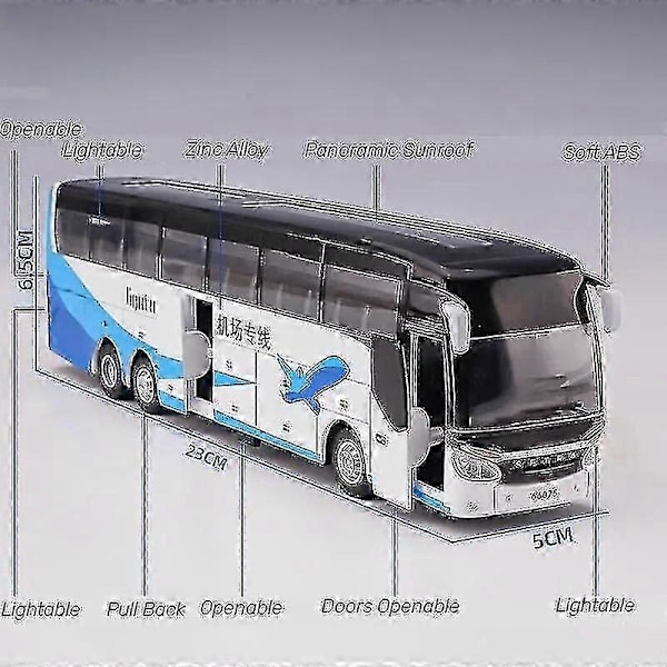 1/50 Setra Luksusbus Legetøjsbil Støbt Miniaturemodel Træk Tilbage Lyd & Lys Pædagogisk Samling Gave Til Drenge Børn