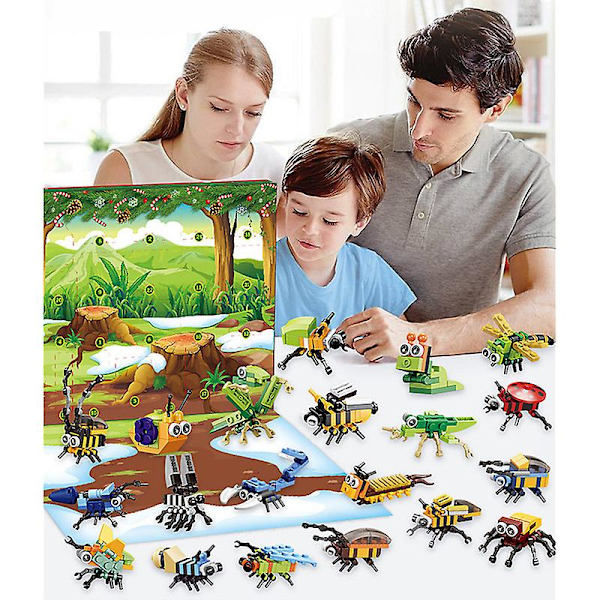 Adventskalender 2023 Dinosaur Barnleker 24 Dager Dyr Byggklosser Julegaver