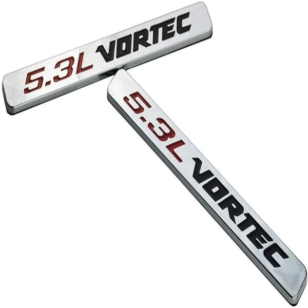 2 stk. 5,3L VORTEC Motorhjelm Emblem 3D Bogstav Logo Bilmotor Mærke