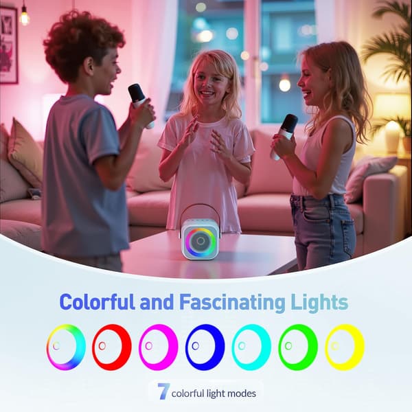 Bärbar Bluetooth-högtalare med 2 trådlösa mikrofoner för barn, (Blå) Blue 2 Mics