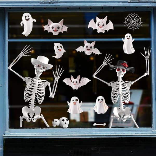 Halloween statisk klæbende vinduesmærkater, PVC glasdørsmærkater til fest og hjem 2