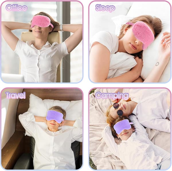 Mjuk Sovmask Satinfoder Ögonskydd För Kvinnor Män Ögonbindel Blockera Ljus Tupplur Gåva Ros Violett 2-pack