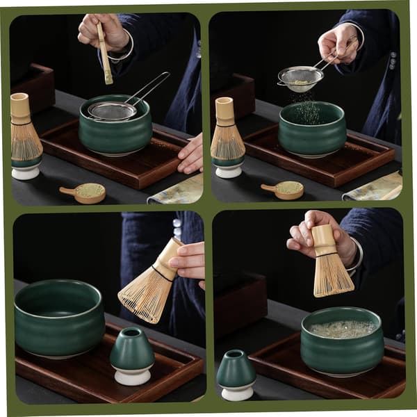 Matcha Te Sæt 4 Dele Starter Kit Ceremoni Tilbehør Grønt Pulver Skål Piskeske Ske