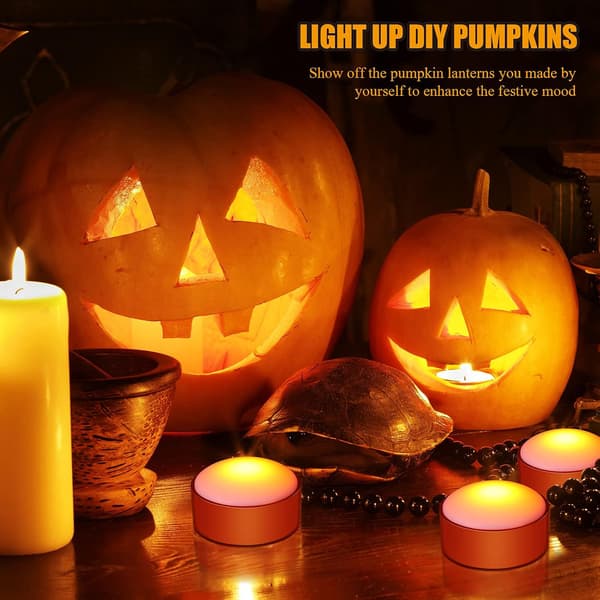 6 stykker Halloween gresskarlys med fjernkontrolltimer Led gresskarlys batteridrevne gresskarpatlys lanternelys (oransje)