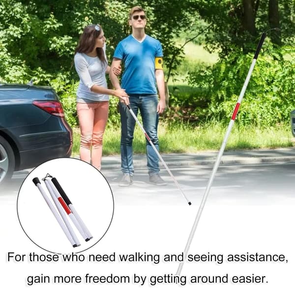 Baitai Foldbar Blindestok Refleksiv Rød Foldbar Vandrestav til synshandicappede og blinde