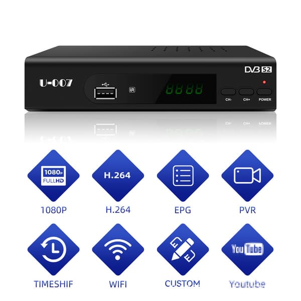 FTA DVB-S2 Mottaker Dekoder Full HD Digital TV Dekoder