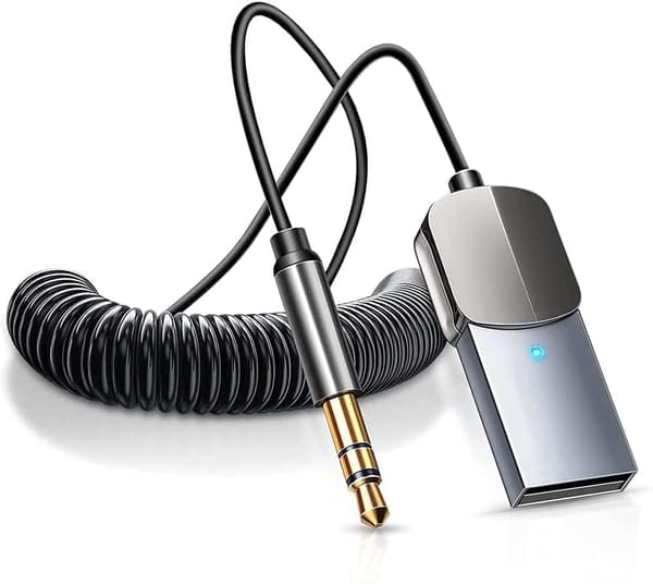 Bluetooth Aux-adapter Bluetooth v5.0 Trådløs bilmottaker USB til 3,5 mm jack-adapter Innebygd mikrofon Aux-inngang Håndfri samtaleplugg