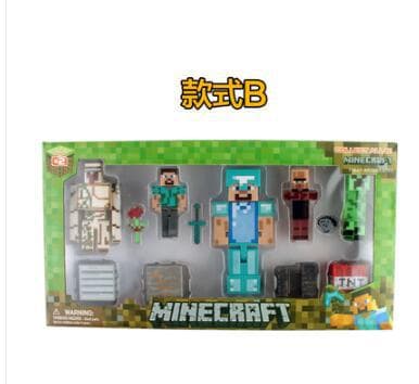Minecraft ornamenter dukke creeper Steve lille sort dukke Glowing Pickaxe