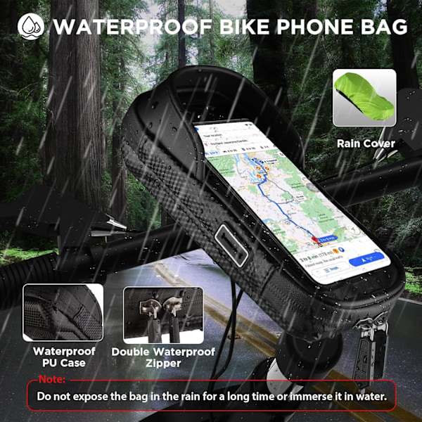 Vandtæt cykeltelefonholder, 360° rotation