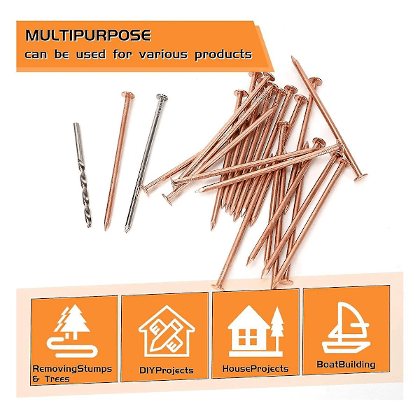 25 stk. Kobberspiker for dreping, 3,5 tommer rene kobberspiker i bulk, spiker for stubbefjerning, jernvare