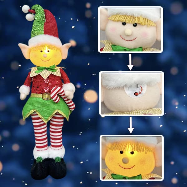 Julealvfigurdekorasjon med lys uttrekkbar stående positurpynt Retractable Light Elf Men's Model