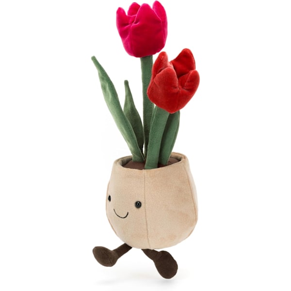 Jellycat Amuseables Tulpan Kruka Gosedjur, 30 cm - Växt & Blomma Plysch - Rolig Inredning & Present